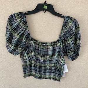 🌾 BP. Navy Multy Veronika Plaid Crop Top